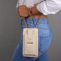 Zoozie Bags Bolso Cruzado de Piel para Teléfono con Monedero y Tarjetero Beige